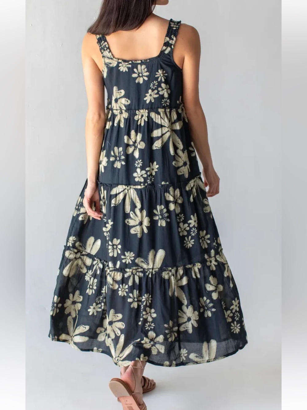 NATURAL LIFE Black Maxi Dress with Cream Floral Print - Picture 2 of 8